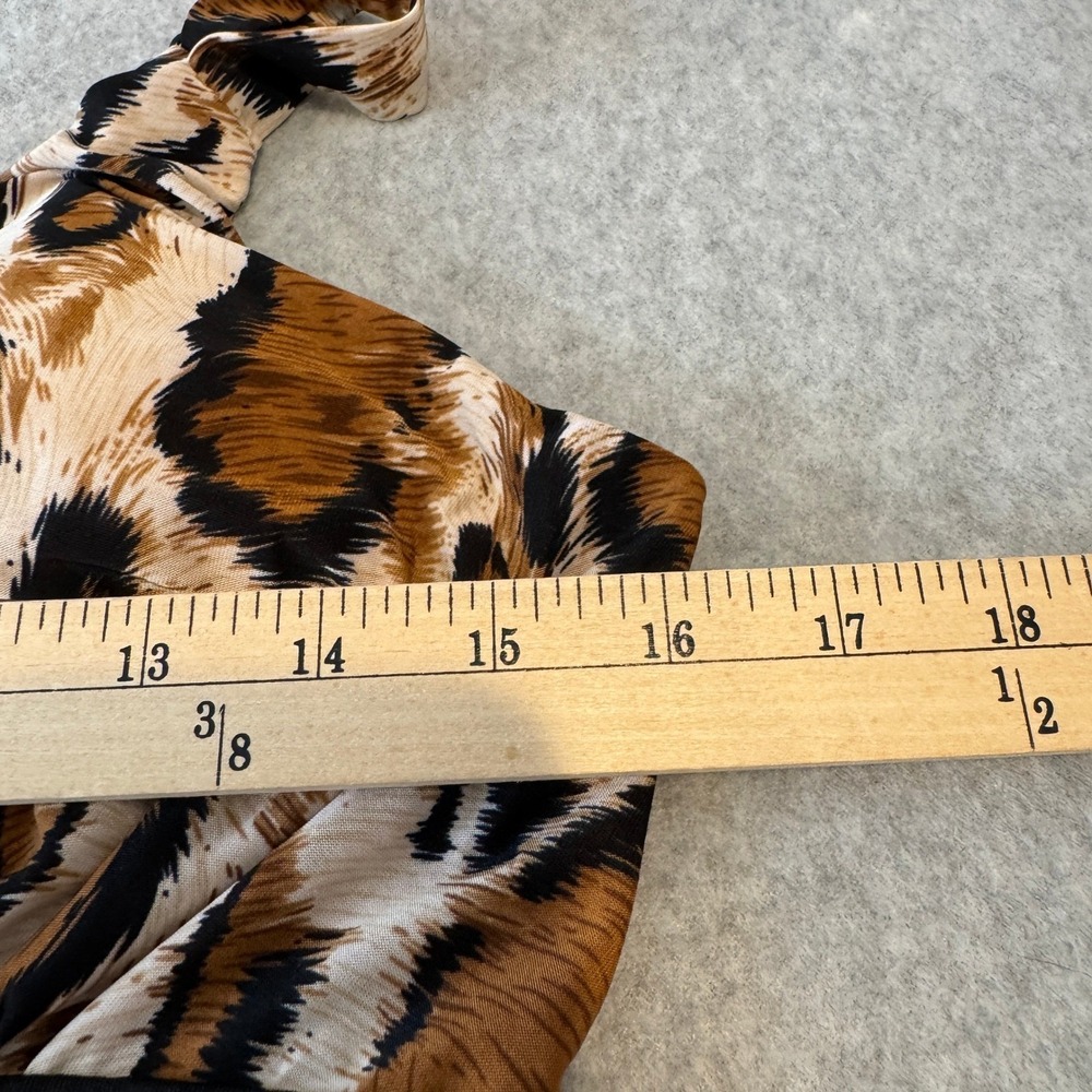 Y2K Shoreline Leopard Print Maxi Dress Embellished Womens L/XL Brown Mob Wife - Picture 12 of 15